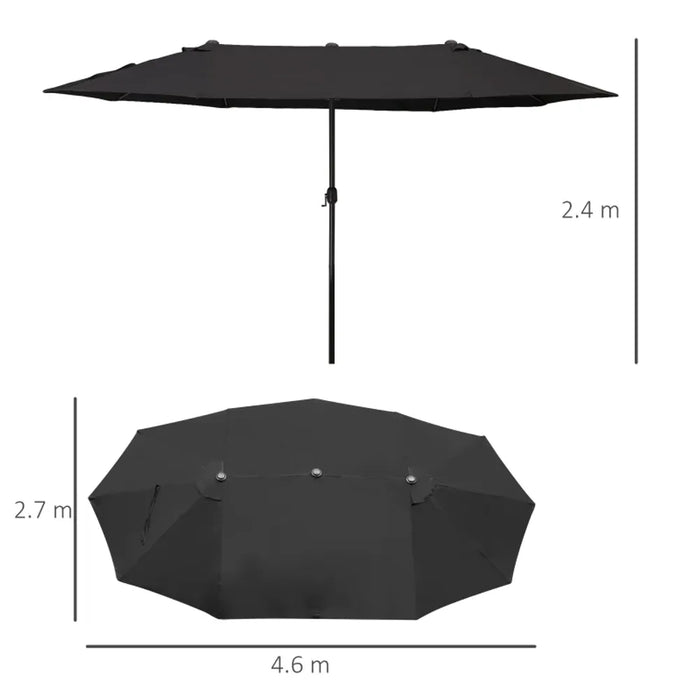 Outsunny 4.6M Garden Patio Umbrella Canopy Parasol Sun Shade Black - High Quality & Stylish Design