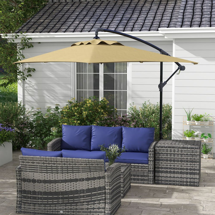 Premium Outsunny 3m Cantilever Parasol: Crank Handle, 6 Ribs, Brown - Get Shade & Comfort Now!