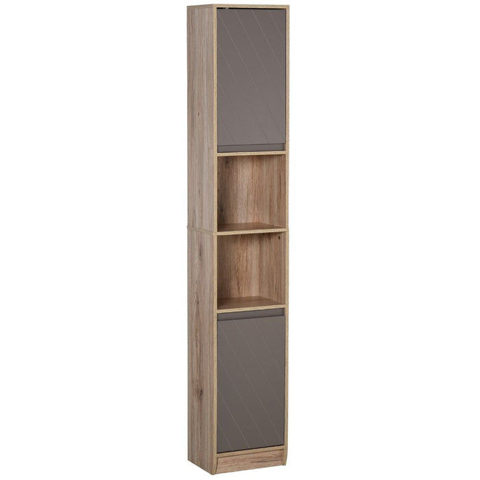 170cm Freestanding Storage Cabinet Slimline Unit w/ 2 Cupboards 2 Compartments