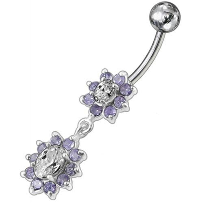 Fancy Double Flowered  Dangling Navel Ring