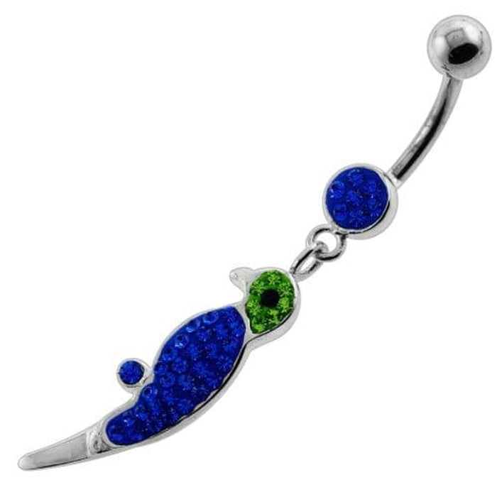 Dangling Multi Jeweled Parrot Navel Belly Button Piercing