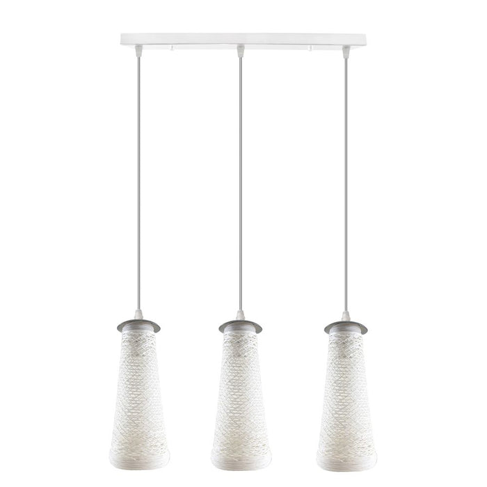 3 Head Rectangle Base Handmade White Woven Twine Shade Ceiling Pendant Light Shade