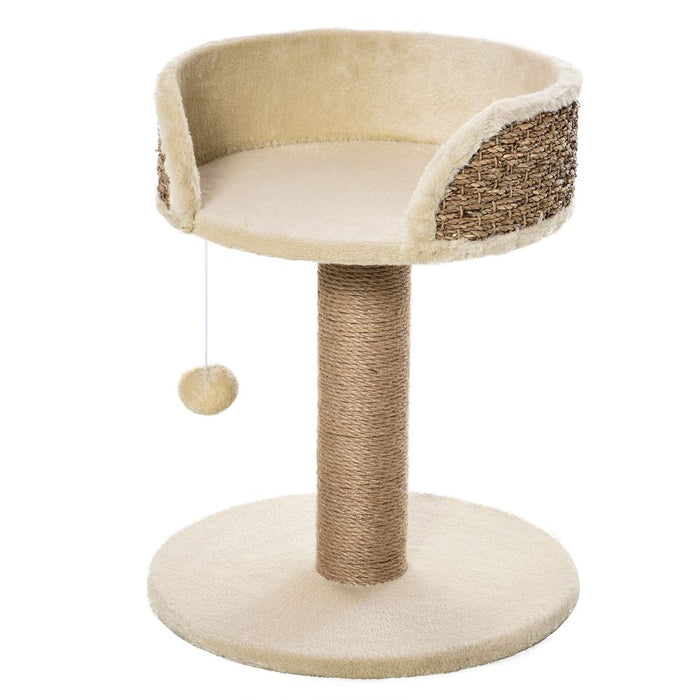 PawHut Cat Tree Cat Scratching Post for Indoor Cats Kitten Play Tower Activity Centre Climbing Stand with Dangling Ball Beige