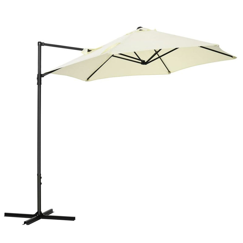 Premium 2.5M Garden Cantilever Parasol - 360 Rotation, Cross Base - Beige