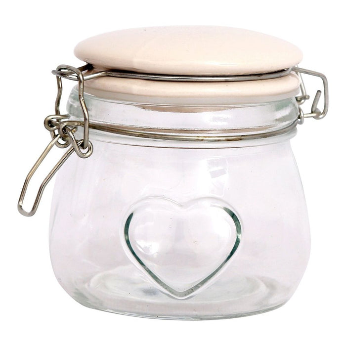 Premium Glass Storage Jar - Small | Heart Decal | Kitchen & Pantry | 945ml