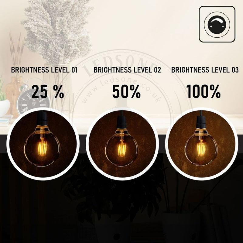6 Pack E27 LED Edison Dimmable Vintage Amber Glass Warm white 2700K Light Bulbs