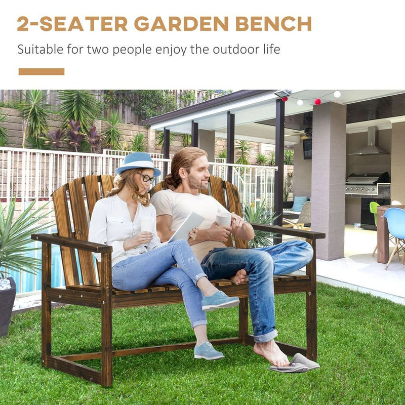 Premium Outdoor Wooden Bench - Patio Loveseat Chair, Slatted Backrest - Quality & Durability - 240kg Max Load