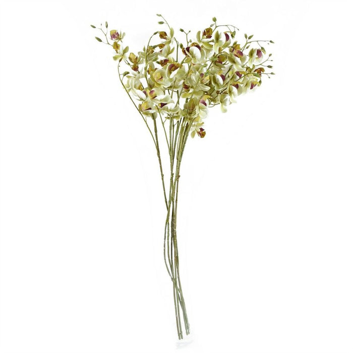 Pack of 6 x 80cm Cream Artificial Mini Orchid Stem