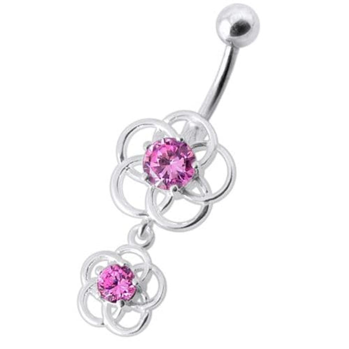 Fancy Classic Dangling Curved Navel Ring Body Jewelry