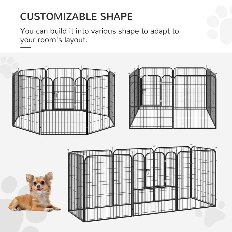 PawHut Dog Pen 8 Panels Puppy Pen Heavy Duty Pet Playpen for Indoor Outdoor for Dogs, Rabbits, Ducks 100cm High