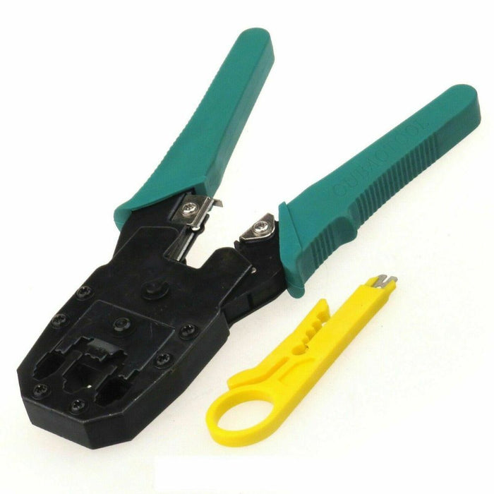 Safekom Crimping Tool & Wire Stripper - RJ45 RJ11 RJ12 Cat5 Cat5e Cat6 Cat6e Cat7 - Ethernet Network Internet Cable Crimp Crimping Crimper Tool