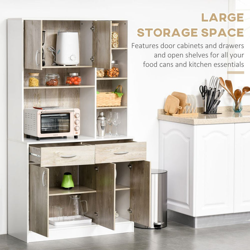 Luxurious and Versatile Kitchen Pantry Cabinet: 100x39x180cm, 6 Open Compartments, 2 Drawers, 3 Cabinets