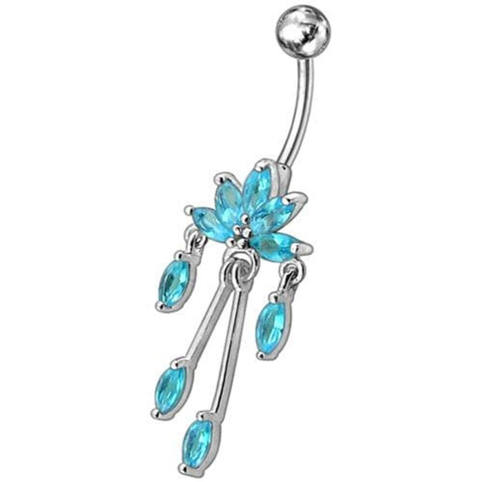 Fancy  Chandeliers Dangling Steel Banana Bar Belly Ring