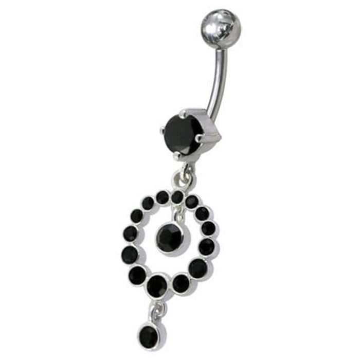 CZ Gem Round Ball Dangling Belly Ring Navel Body Piercing Jewelry