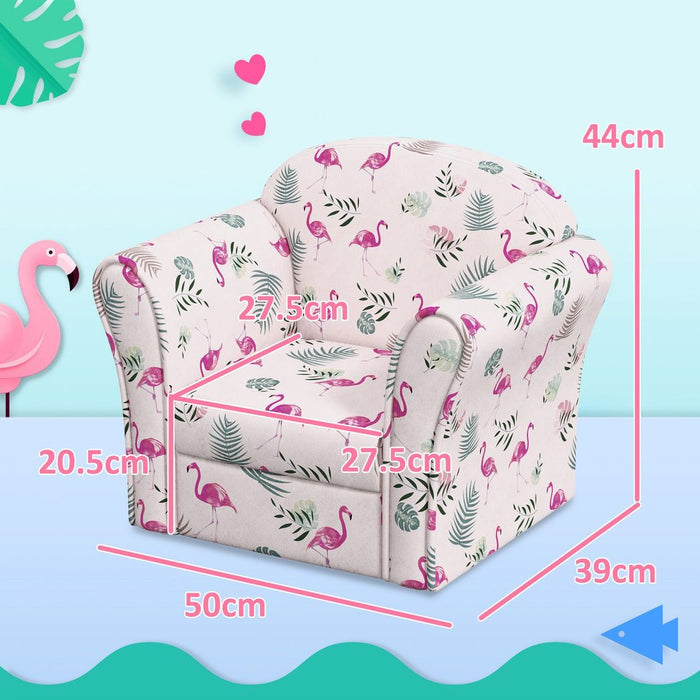 AIYAPLAY Kids Sofa Chair with Flamingo Design for Bedroom, Playroom, Pink