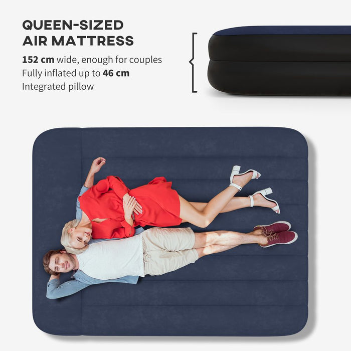 Premium Queen Inflatable Mattress | Electric Pump & Integrated Pillow | High-Quality Materials