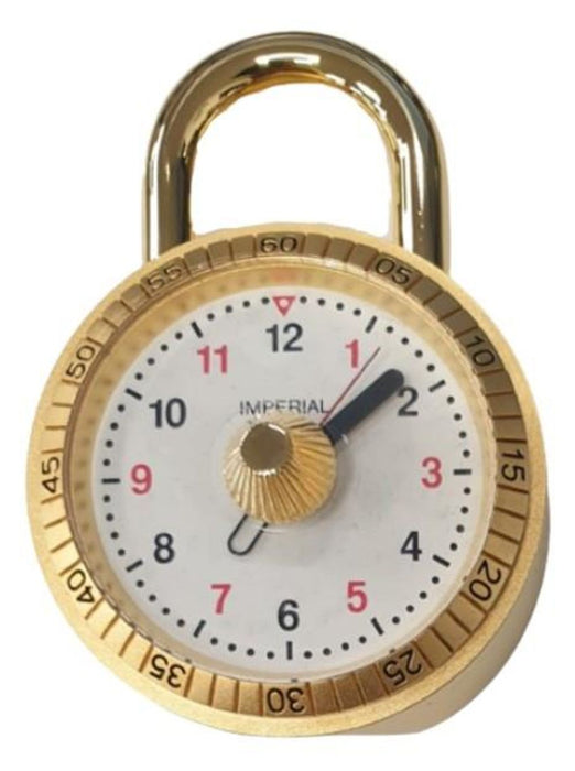 Elegant Goldtone Miniature Clock - Solid Brass Padlock Design - CLEARANCE!