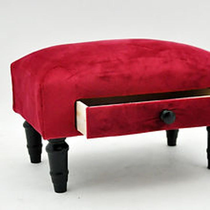 LUXURY RED VELVET FOOTSTOOL: Premium quality with convenient drawer for all your storage needs!