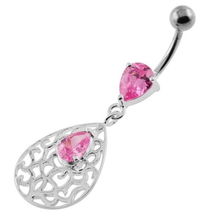 Jeweled Tear Drop Pattern belly piercing