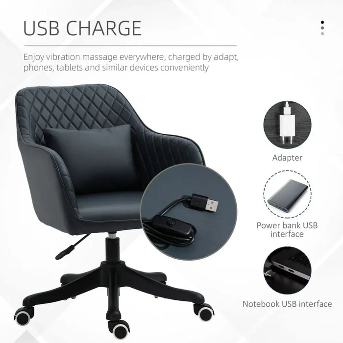 Premium Electric Massage Office Chair - Rechargeable Lumbar Pillow, Wheels for Comfortable Work