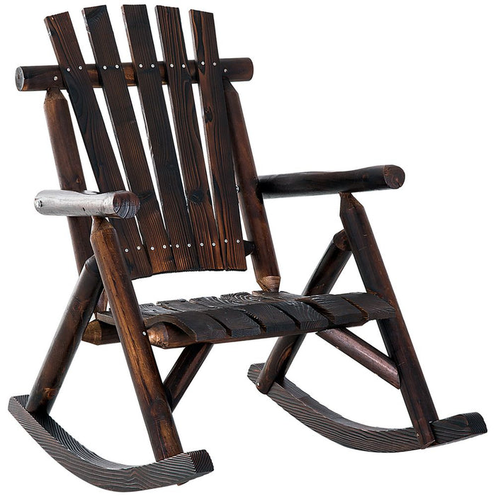 Rustic Adirondack Rocking Chair - Durable Fir Wood - Outdoor Patio Furniture - Porch Rocker - Full Body Comfort