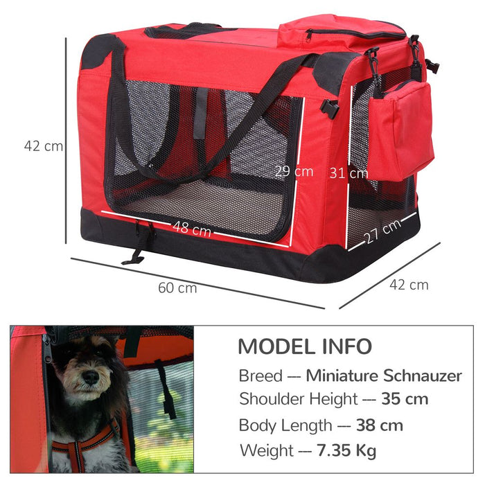 PawHut Folding Fabric Soft Portable Pet Dog Cat Crate Puppy Kennel Cage Carrier House Medium 23" Red New