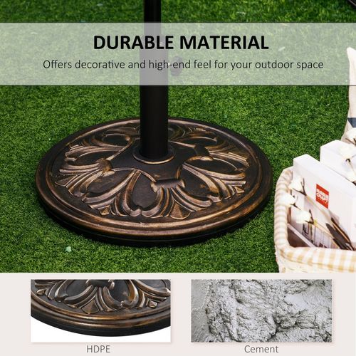 Outsunny 13KG Round Parasol Base Heavy Duty Cement Stand Umbrella Holder Bronze