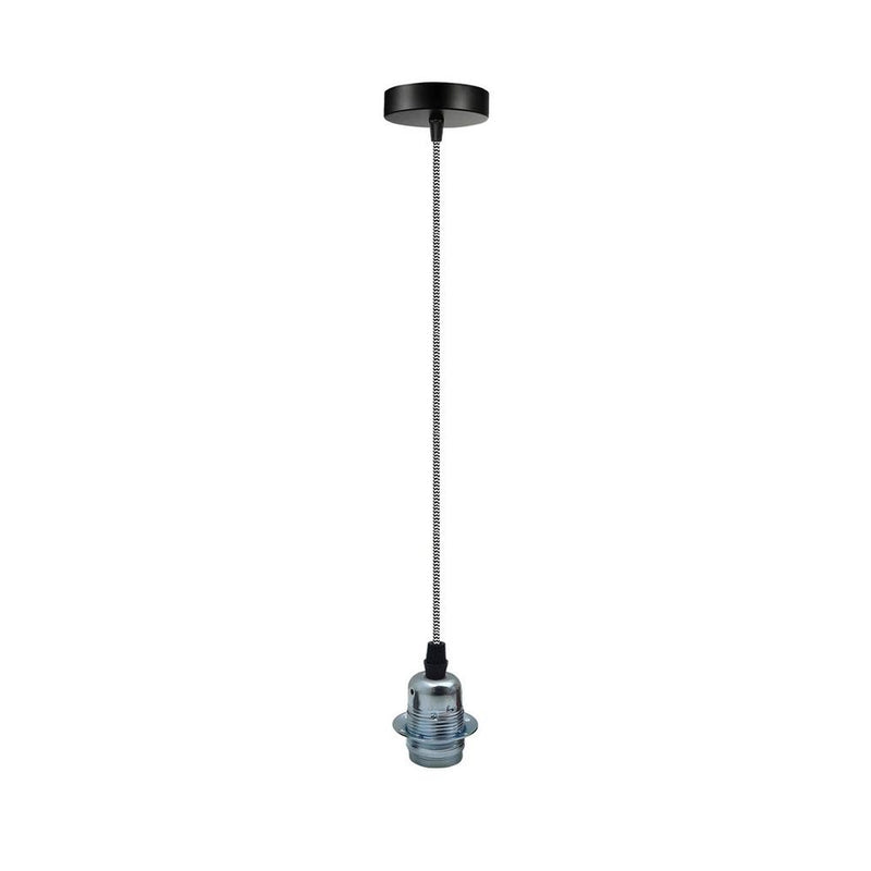 Vintage Industrial Chrome Pendant Light Fitting, lampshade Holder Fitting  Set with 2m Cable.