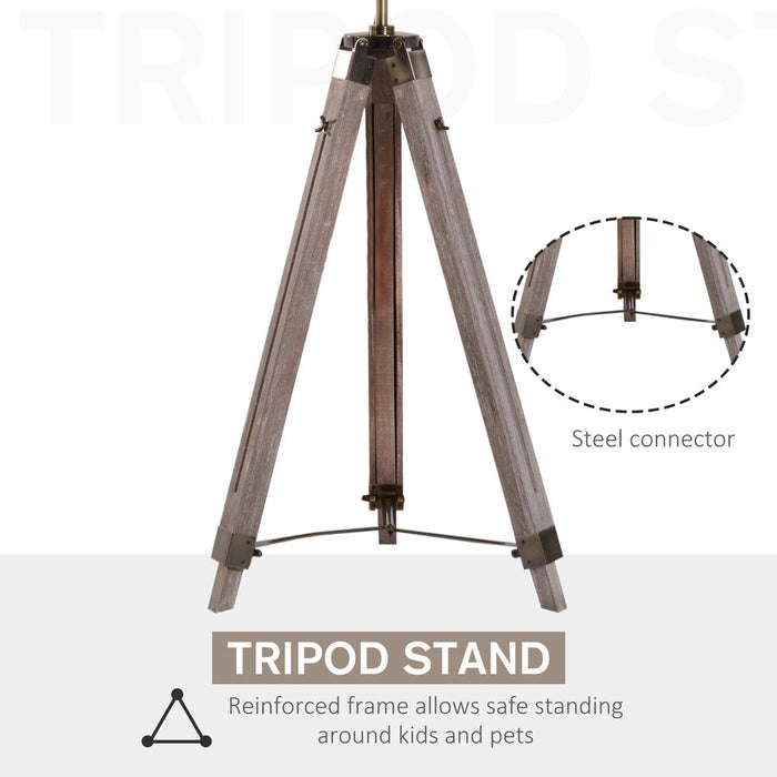 Premium 65L Wood/Bronze Tripod Floor Lamp - Adjustable Height & Shade - Stylish Home Decor