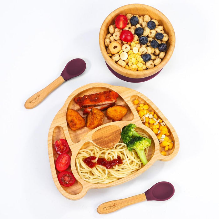 VINSANI BAMBOO DOG PLATE,BOWL&SPOON SET