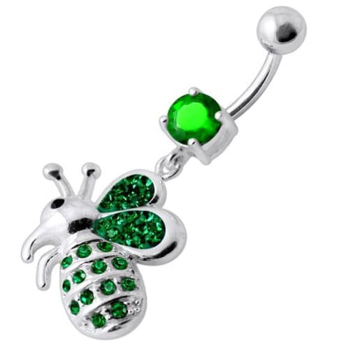 Fancy Jeweled Honey Bee Dangling Belly Ring