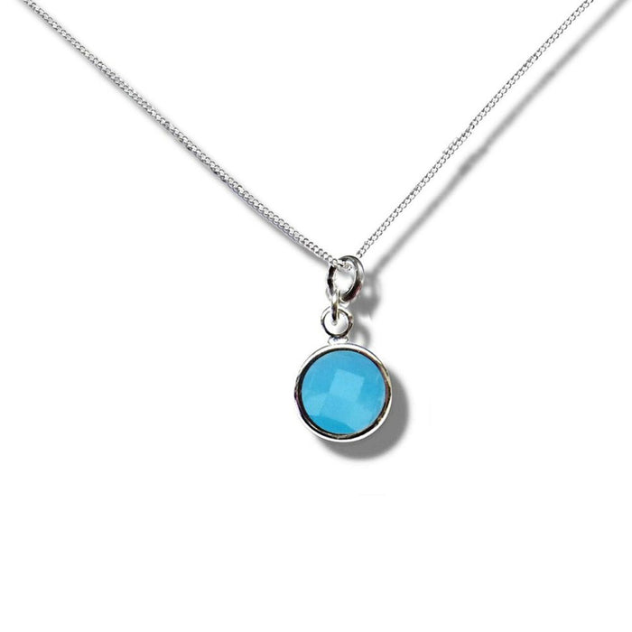 March Birthstone Necklace - Light Blue Crystal, Sterling Silver, Gift Boxed