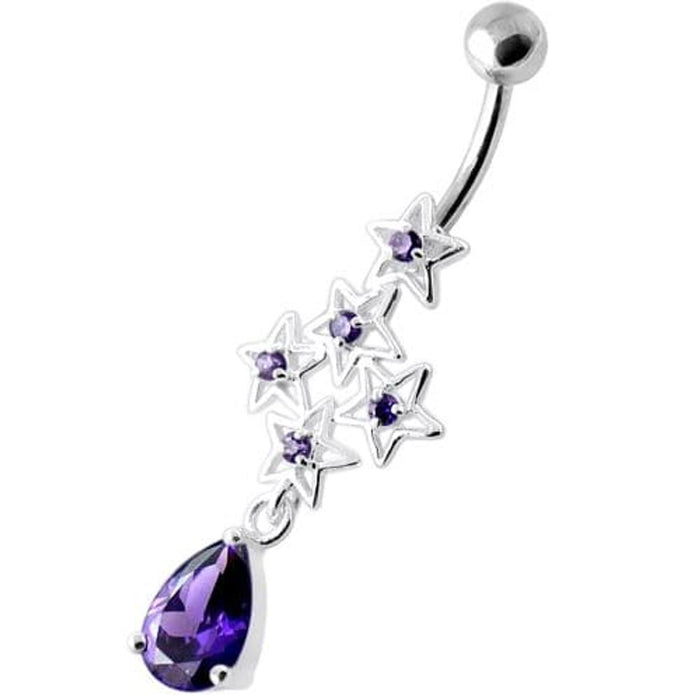 Multi Sparkling Jeweled Stars Navel Belly Ring