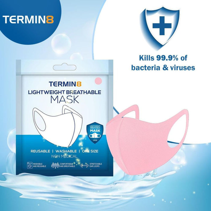 Termin8 Lightweight Breathable Face Mask - Pink