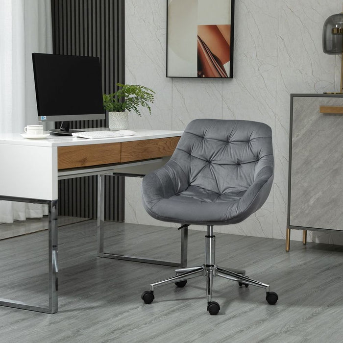 Premium Velvet Home Office Chair: Comfy Dark Grey Desk Chair with Adjustable Height Armrest - Best Quality