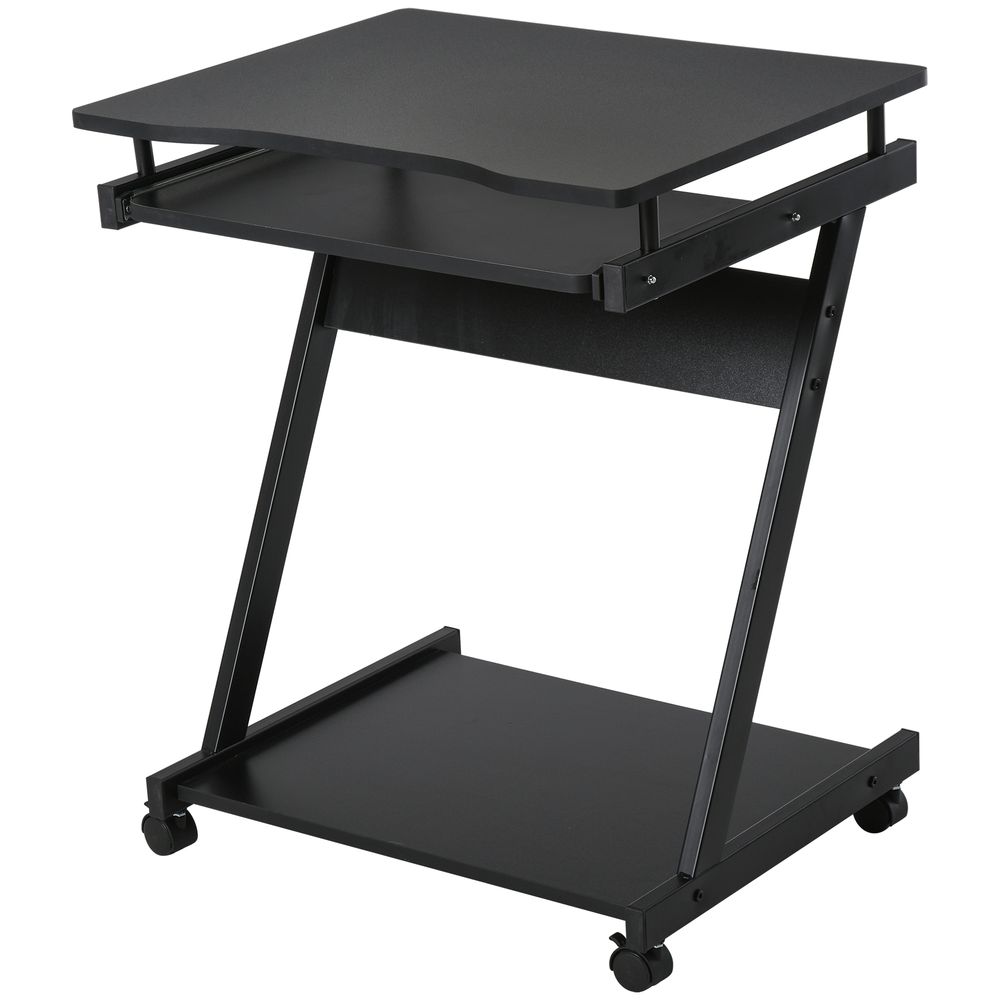 HOMCOM Movable Computer Desk with 4 Moving Wheels Sliding Keyboard Tra ...