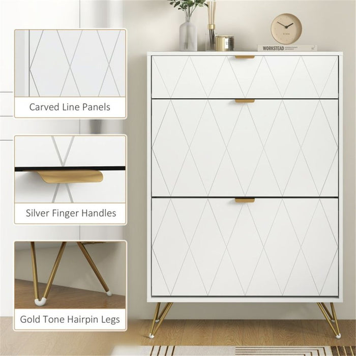 Shoe Storage Cabinet - White 76L x 24W x 117Hcm