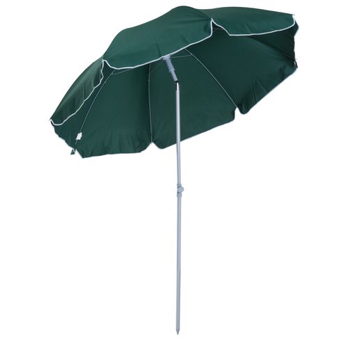 2.2M Beach Umbrella Parasol Canopy Shade Tilt Sun Shelter Steel Dark Green