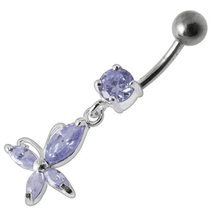 Fancy Jeweled Flower Dangling Body Jewelry Belly Ring