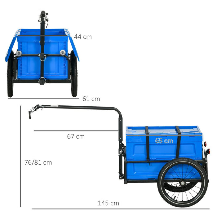 Premium 2-in-1 Bicycle Trailer & Storage Box - Foldable, High-Quality, Durable (Blue)