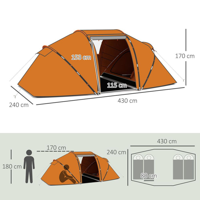 Outsunny 4-6 Person Camping Dome Tent - Spacious, Weather-Resistant, Perfect for Hiking & Travel