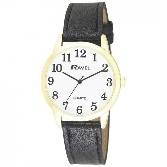 Ravel Men's Classic Leather Strap Watch R0132GC - Quality Quartz Movement, Easy Read Arabic Dial