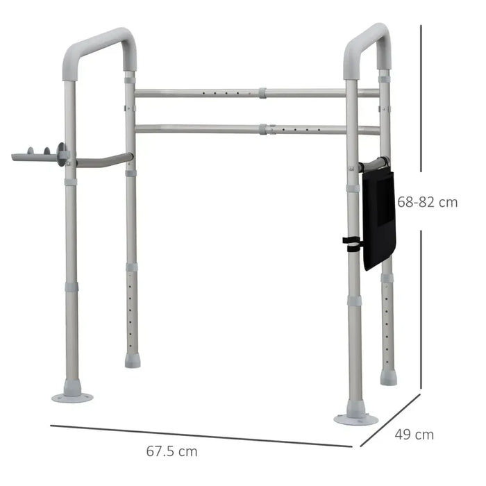 Premium HOMCOM Toilet Safety Frame w/ Adjustable Height & Rubber Tips - Ideal for Seniors, Handicapped