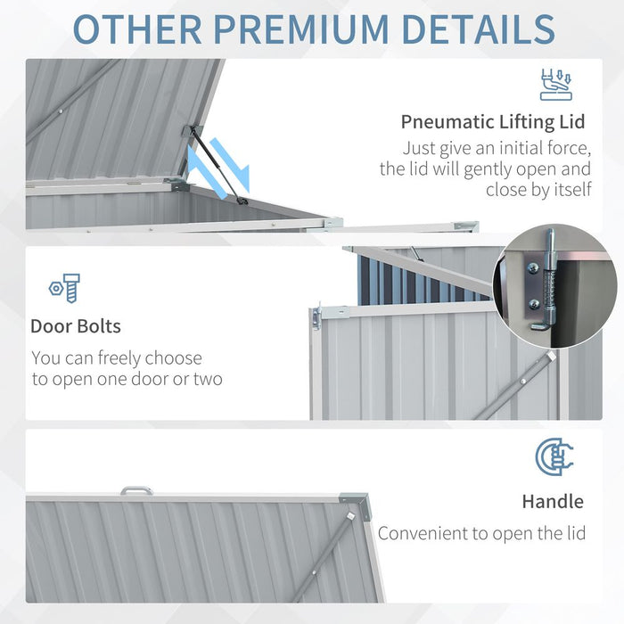 Outsunny Steel Rubbish Storage Shed - Double Doors, Weather-Resistant, 2-Bin Capacity