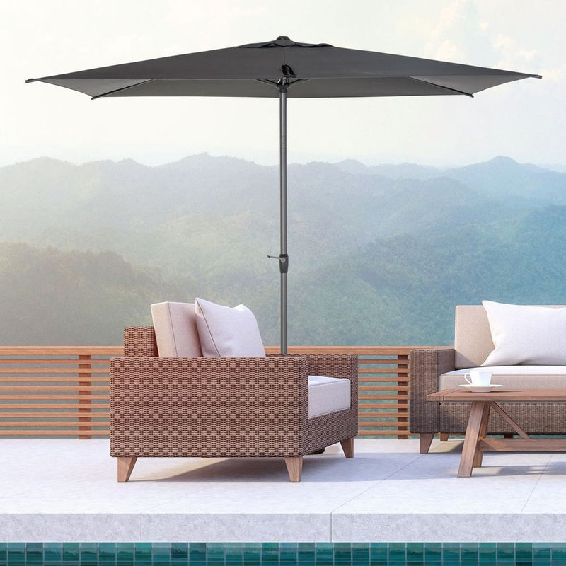 Premium Aluminium Garden Parasol: Sun Protection, Angle Adjustable, Grey