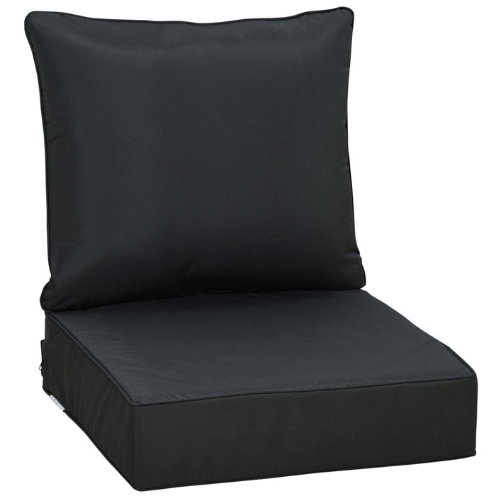 Premium Outdoor Seat & Back Cushion Set. Deep Seating Chair Cushion. Black. Comfortable & Durable. Removable & Washable Covers.