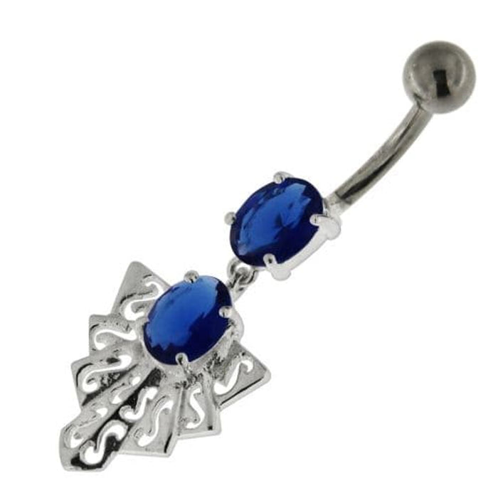 925 Sterling Silver Twin Jeweled chandelier Belly Button Ring