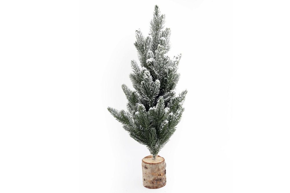 Frosted Christmas Tree in Log Base - 56cm Height