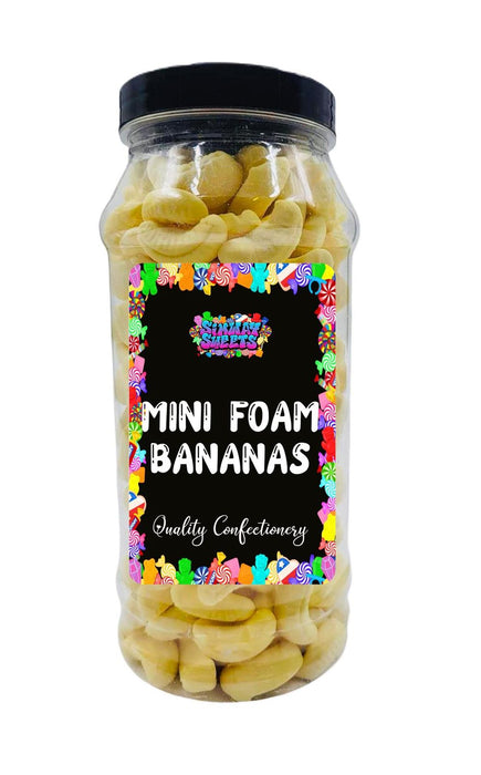 Delicious Mini Foam Banana Sweets - Retro Gift Jar, Fast Delivery, Best Quality