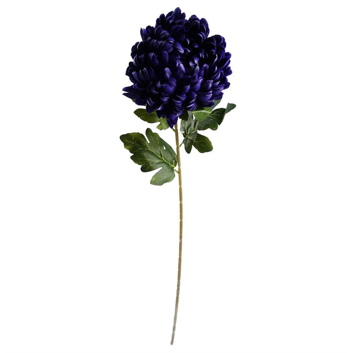 90cm Purple Chrysanthemum and Ferns Glass Vase - Complete Artificial Flower Arrangement Pack